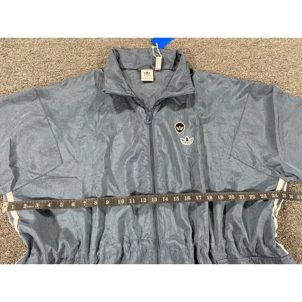Adidas Jacket Womens Small S Blue Full Zip Oversized Windbreaker Track FU3777 - Picture 3 of 12